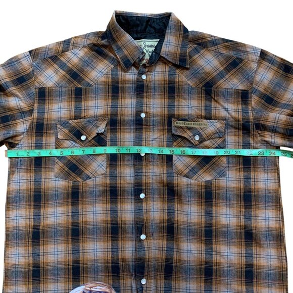 Jesse James Workwear West Coast Choppers Mens Plaid Snap Button Flannel Shirt L - Picture 8 of 11